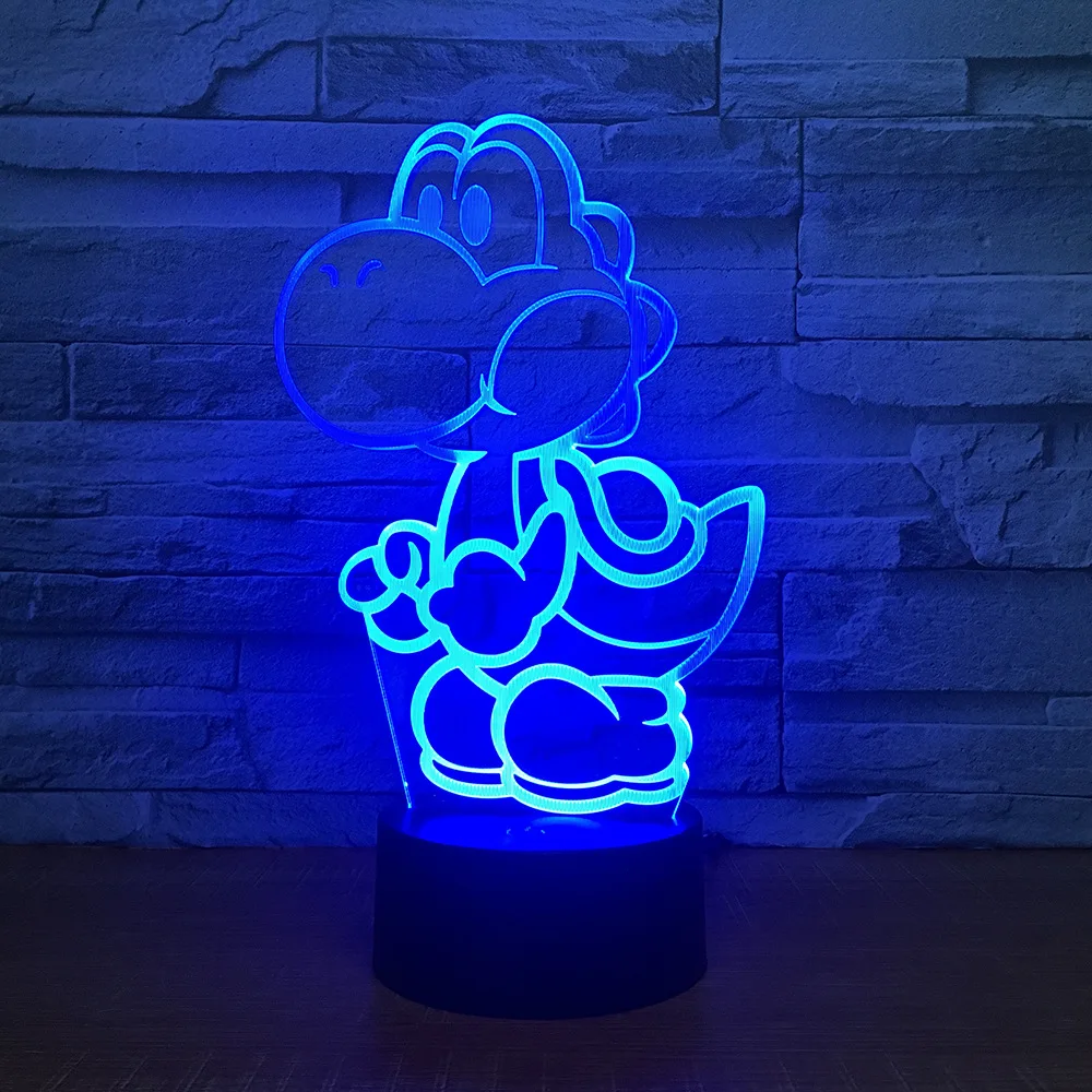 Yoshi Mario 3D 7 цветов светодиодные ночники для детей сенсорные Usb настольные Lampara Lampe