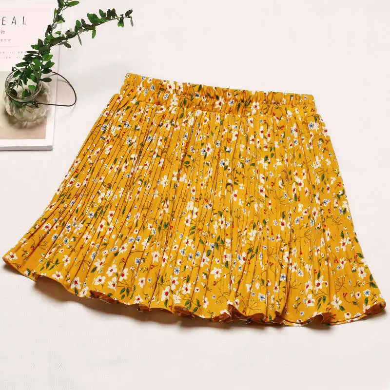 Женская шифоновая Мини юбка летняя пляжная плиссированная с высокой талией в