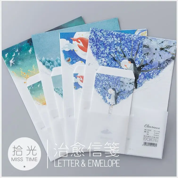 Clearance Time Space Dreamlike color Letter Envelope 6 pcs letter paper+3 envelope per set writing paper Stationery gift |