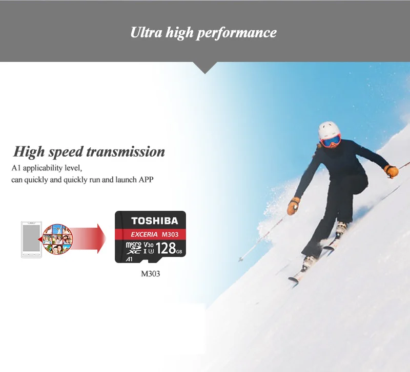 TOSHIBA EXCERIA M303 карты памяти 128 GB MicroSDXC 64 GB Макс до 98 МБ/с. Micro SD карты SDHC-I 16G U3 V30 TF карты для Full HD видео 4 K
