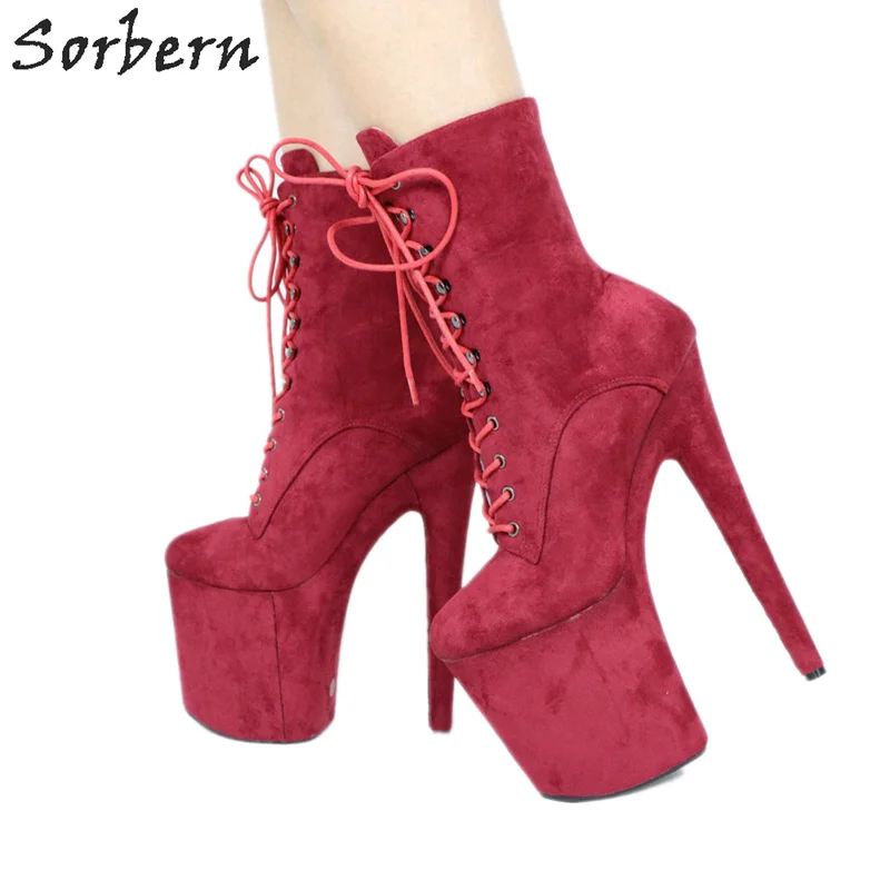 

Sorbern Wine Red Ankle Boots Extreme High Heels Devious Shoe Fetish Heels 8 Inch More Colors Sexy Exotic Pole Dance Booties