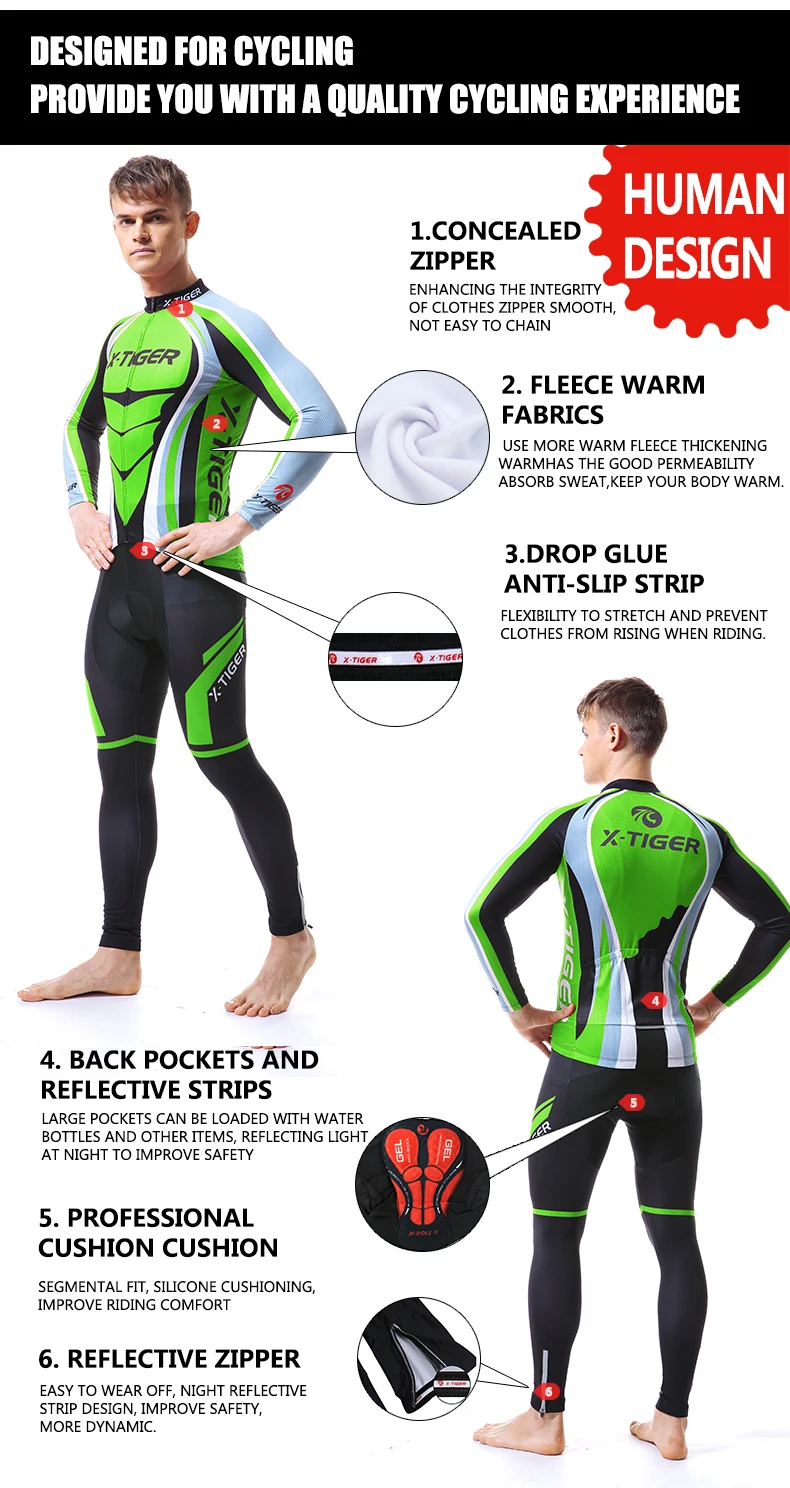X-Tiger зимний комплект из термофлиса для велоспорта Maillot Ropa Ciclismo теплая велосипедная одежда комплект для велоспорта