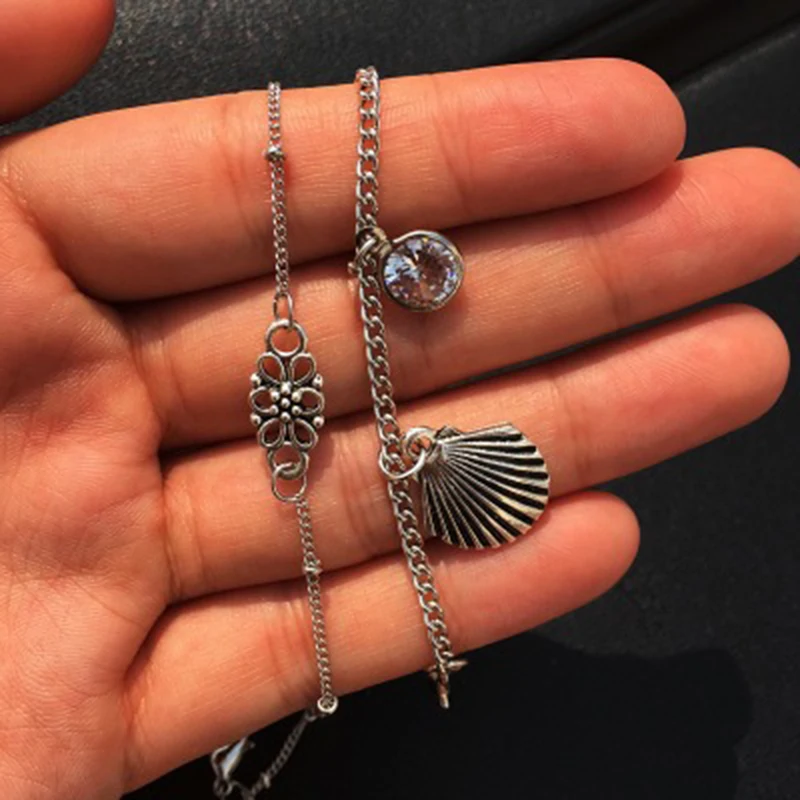 Qevila модная богемная обувь в стиле панк серебристые цепи ботильоны винтажная