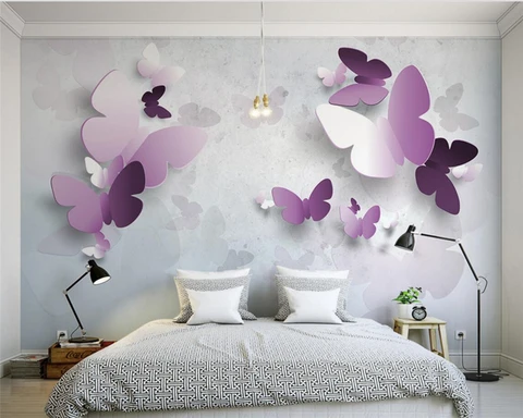 Фотообои Beibehang с изображением бабочек для спальни, 3D, гостиной, фоновые обои для телевизора, обои для стен 3 d, индивидуальные обои любого размера