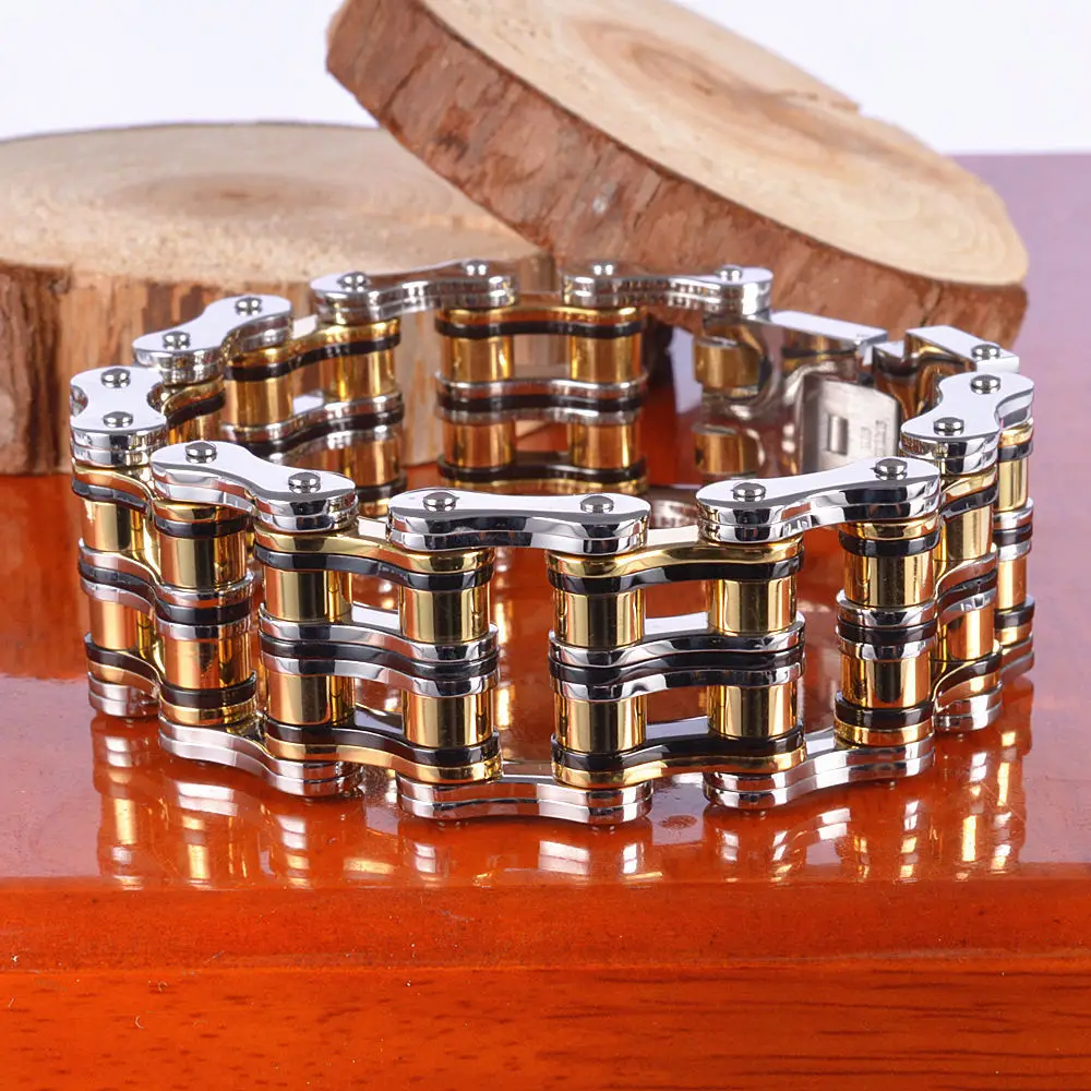 Крупные двухрядные браслеты из нержавеющей стали для мужчин ювелирные изделия