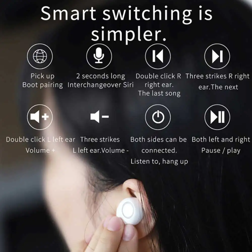 TWS Wireless Bluetooth Earphone Stereo Headset K10 Mini Sports with Microphone IOS Android Phone PK i10 i12 | Электроника