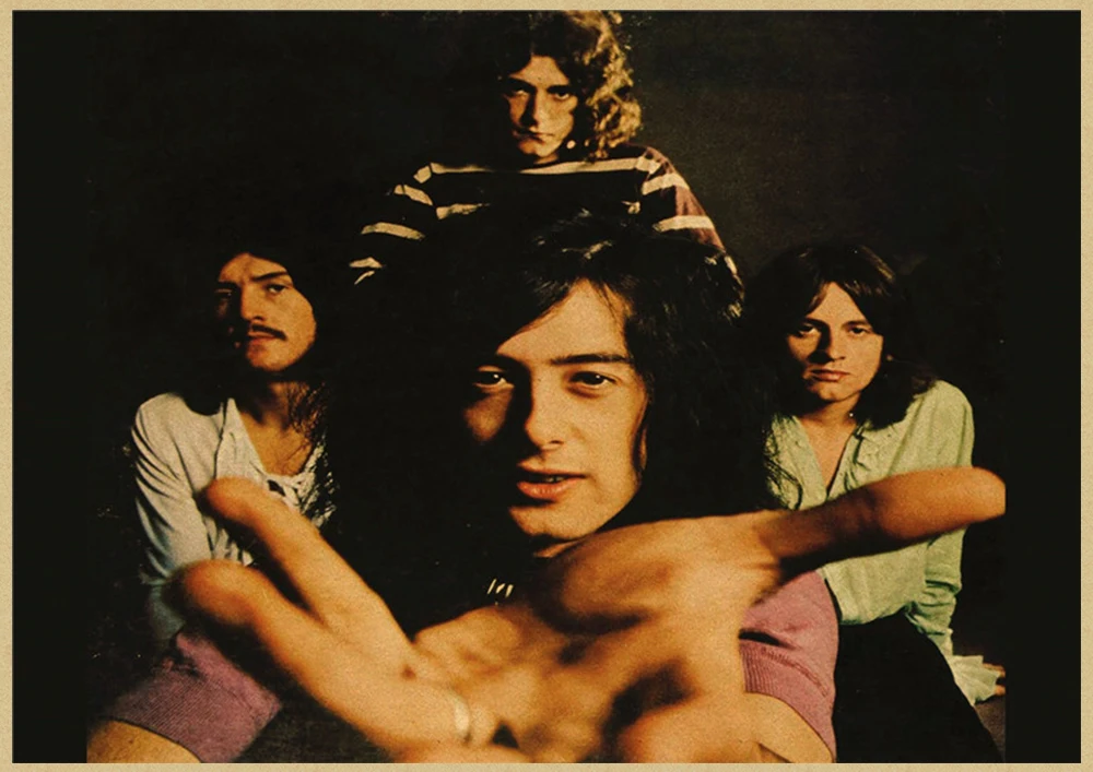 Led Zeppelin рок-музыка крафт-бумага постер для бара/Кафе Ретро плакат декоративной живописи - Цвет: Серебристый