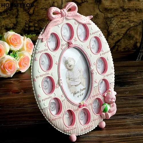 Розовый домашний декор фоторамка креативный детский розовый коллаж из смолы