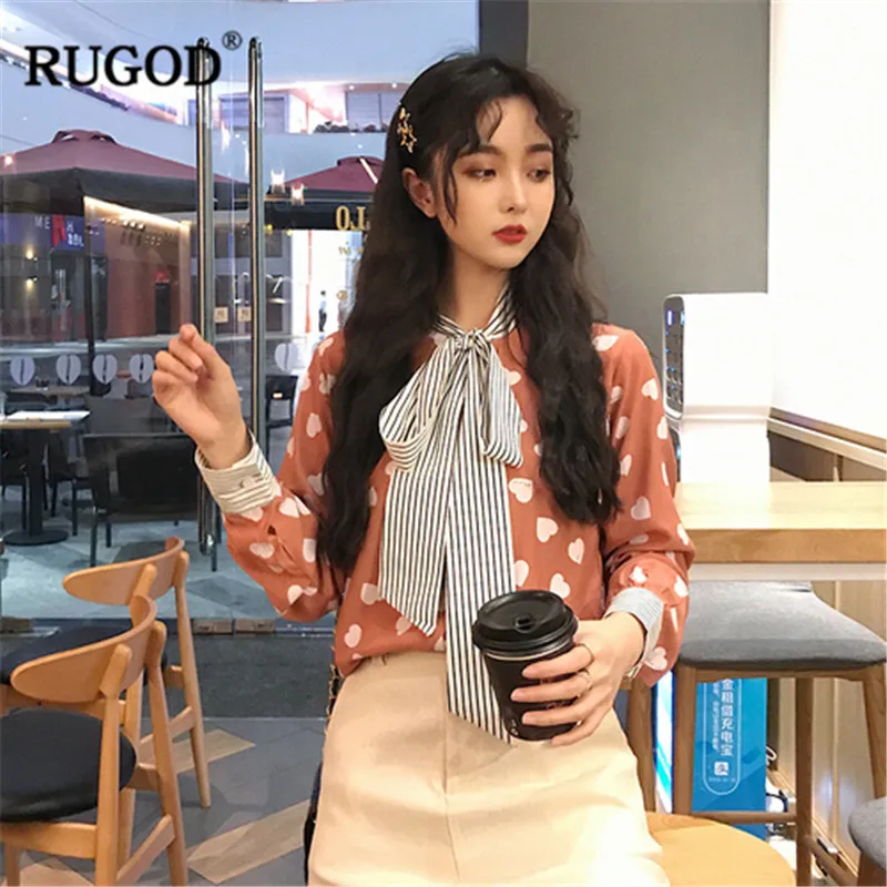 Женские шифоновые топы и блузки с бантом RUGOD элегантные весенние блузы в