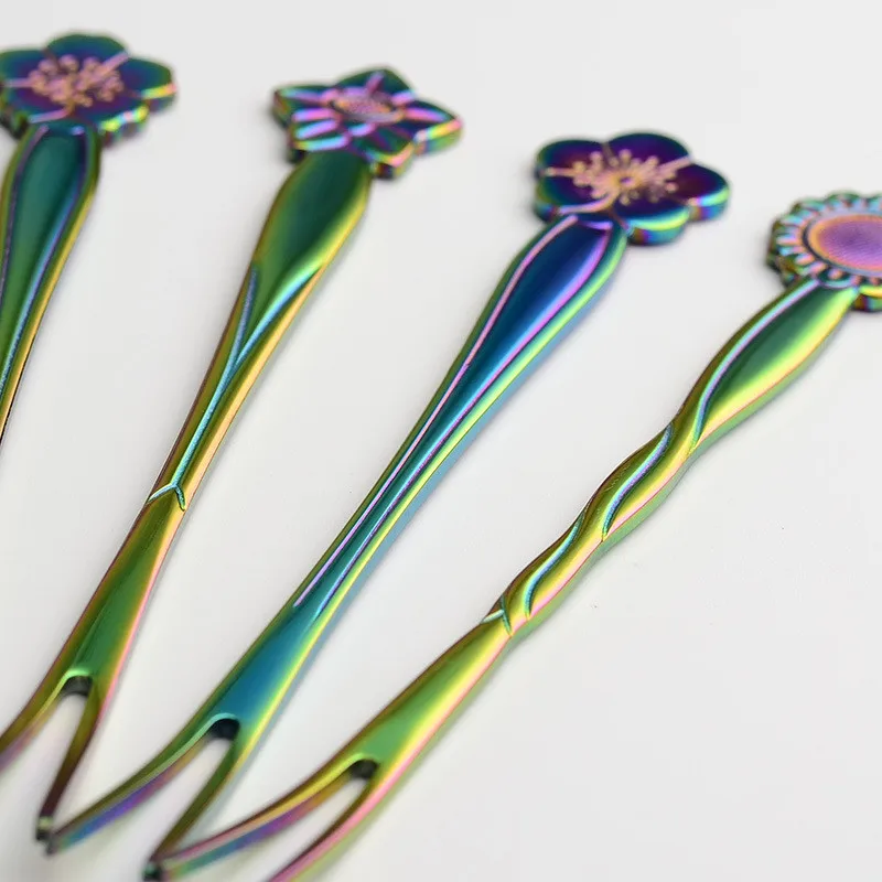 Набор вилок из нержавеющей стали набор для фруктов палочки радужная