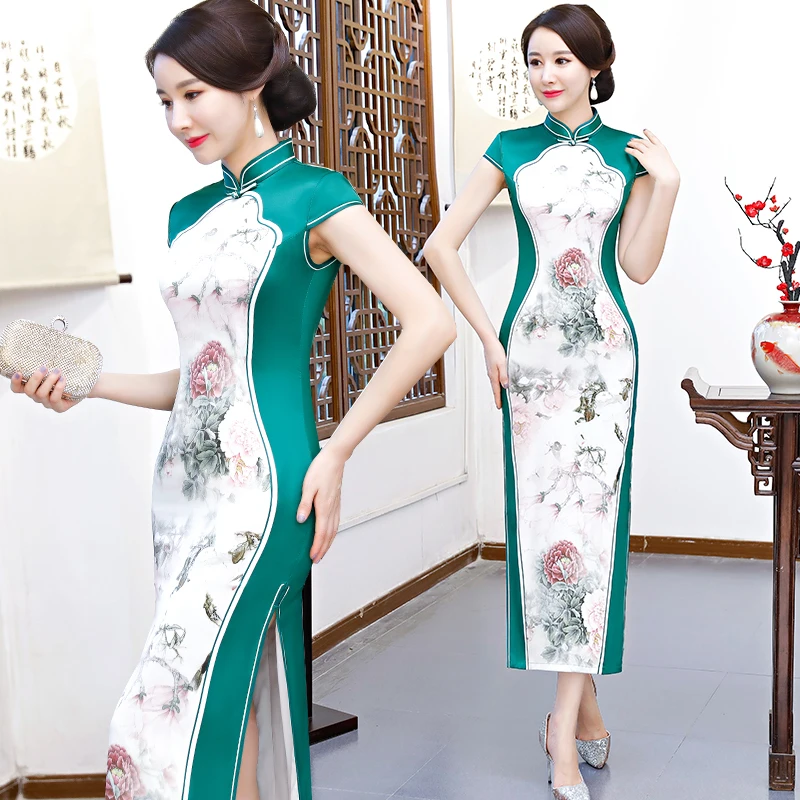 Женское свадебное платье Ципао в китайском стиле Элегантное Длинное Платье