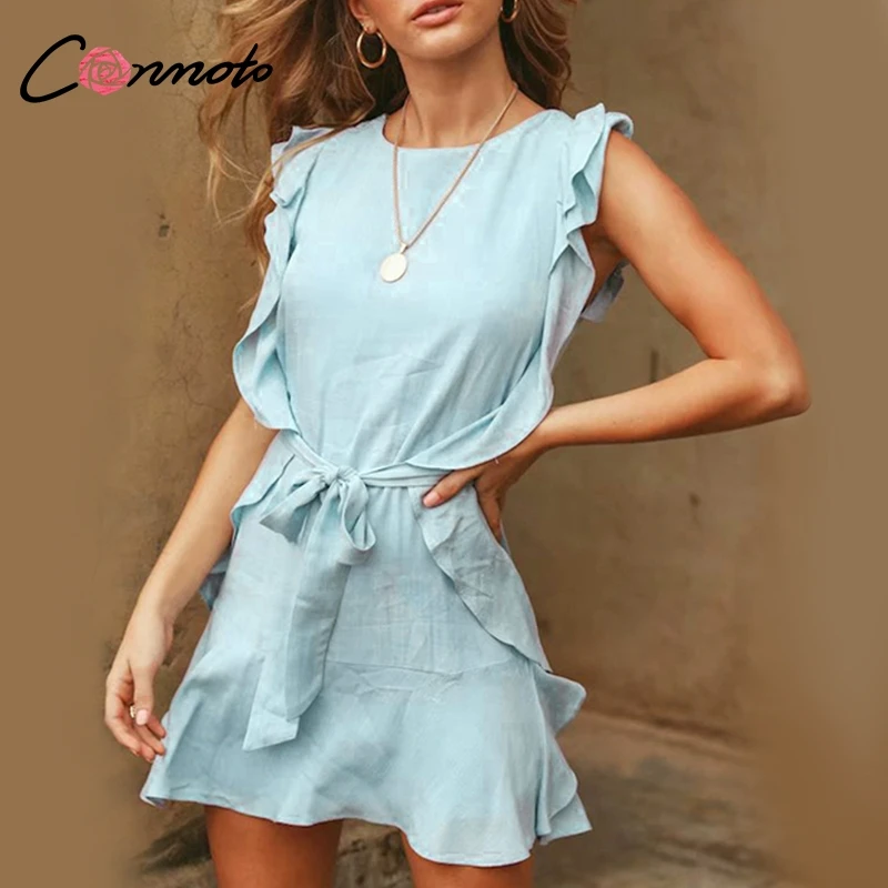 Conmoto Boho элегантное платье с рюшами для вечерних коротких повседневных платьев