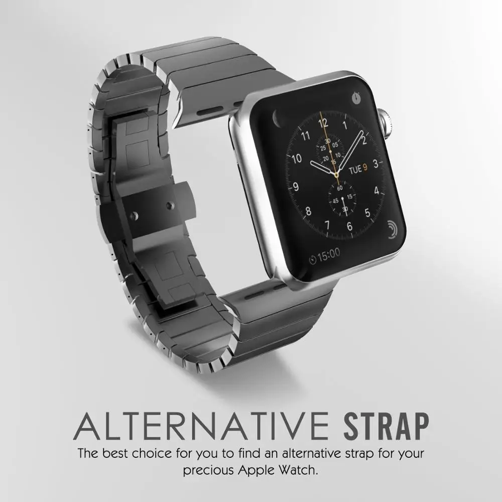 black Osrui ремешок для наручных часов Apple watch, версии 4 44 мм 42 мм Бабочка Пряжка часов iwatch, версия 3, 2, 1, 40 мм/38 наручные часы из нержавеющей стали ссылка браслет ремешок для часов - Цвет ремешка: black