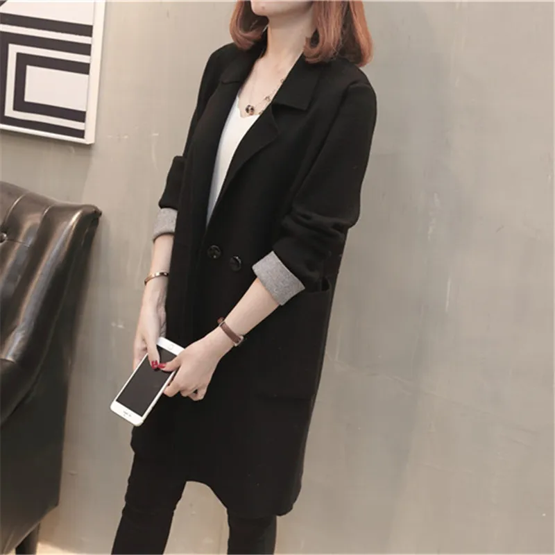 Neploe 2019 New Autumn Solid Cardigan Turn-down Collar Long Sleeve Sueter Pockets Button Korean Fashion Women Sweater 67868 |