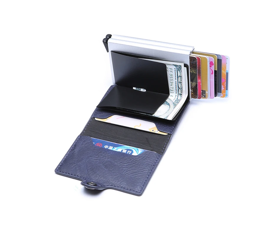 KEEBREAK Анти RFID Блокировка кожаный держатель для карт id Кредитная карта маленький, для визиток металлический дорожный минималистичный кошелек Чехол