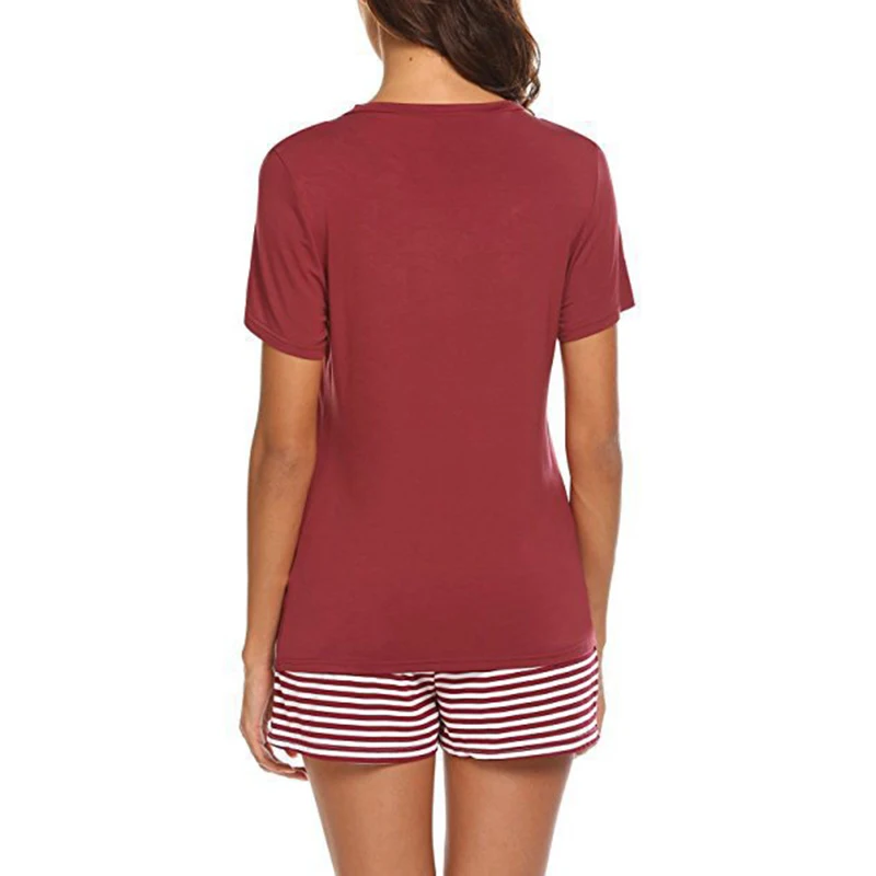 

2018 Women Summer Casual V-neck Short Sleeve Tops + Shorts Two Piece Set Female Sporting Suit Women Home Clothing SJ495V