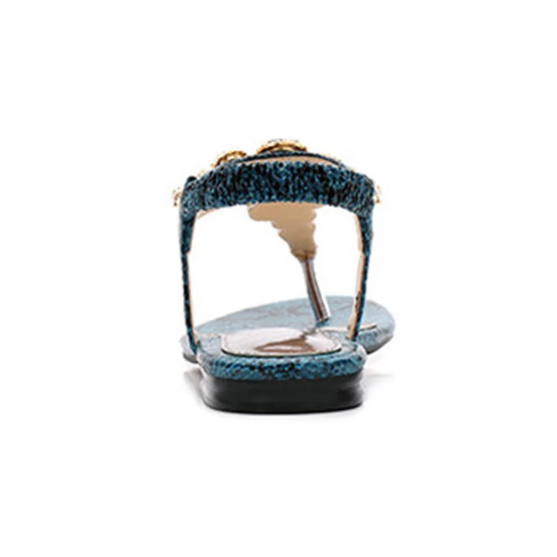 Женские босоножки на плоской подошве с бусинами летние | Обувь