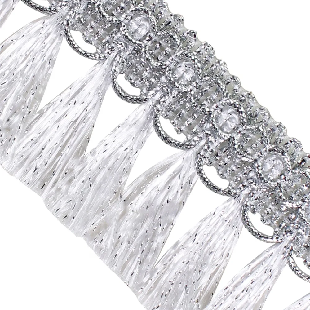 10y плетеная кисточка с бахромой Золотая и серебряная кружевная лента отделка