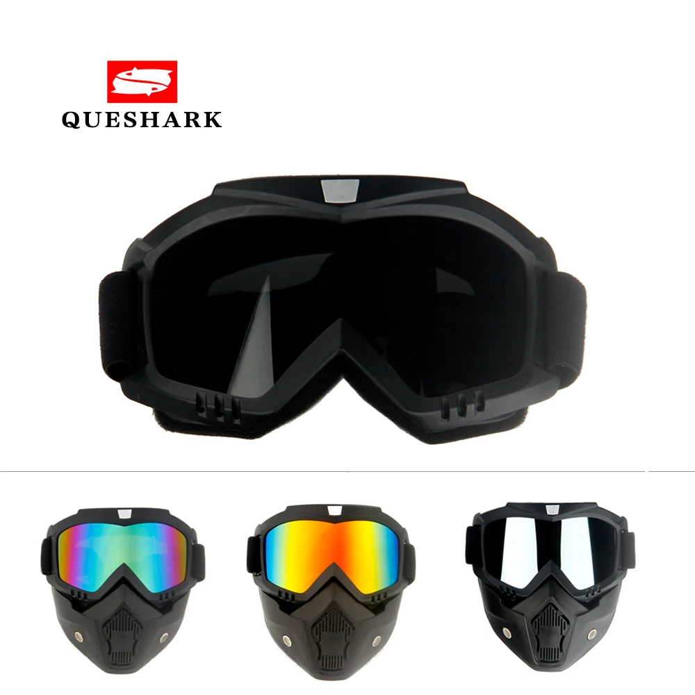 Queshark Лыжная маска Сноуборд Зимние Лыжные Снегоход очки ветрозащитный Лыжный Спорт очки Мотокросс солнцезащитные очки с рот фильтр