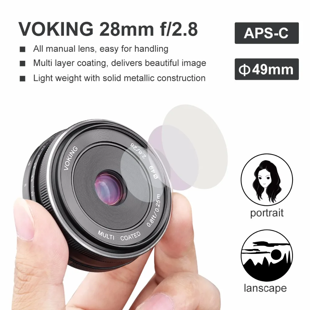 VOKING VK FX 28 2.8 мм f/2 8 фиксированный объектив с ручной фокусировкой для ЖК дисплея