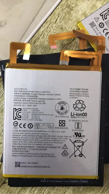 

4850mAh/18.7Wh 3.8V L16D1P34 Replacement Battery For LENOVO TAB4 8 TB-8504N TAB4 8 plus Li-ion Bateria Li-Polymer Batterie