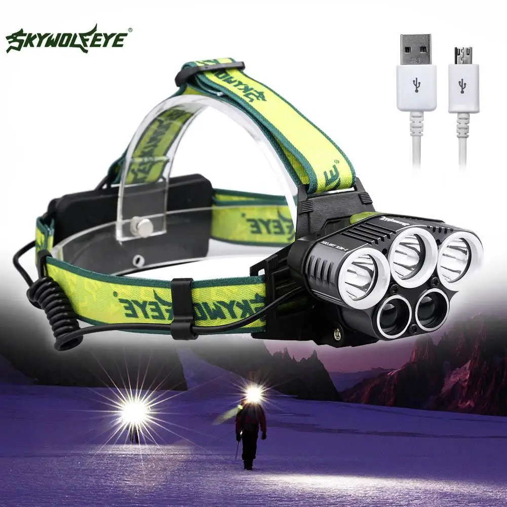 SKYWOLFEYE светодиодные фары T6 5X перезаряжаемая ультра яркая батарея 18650 и 2
