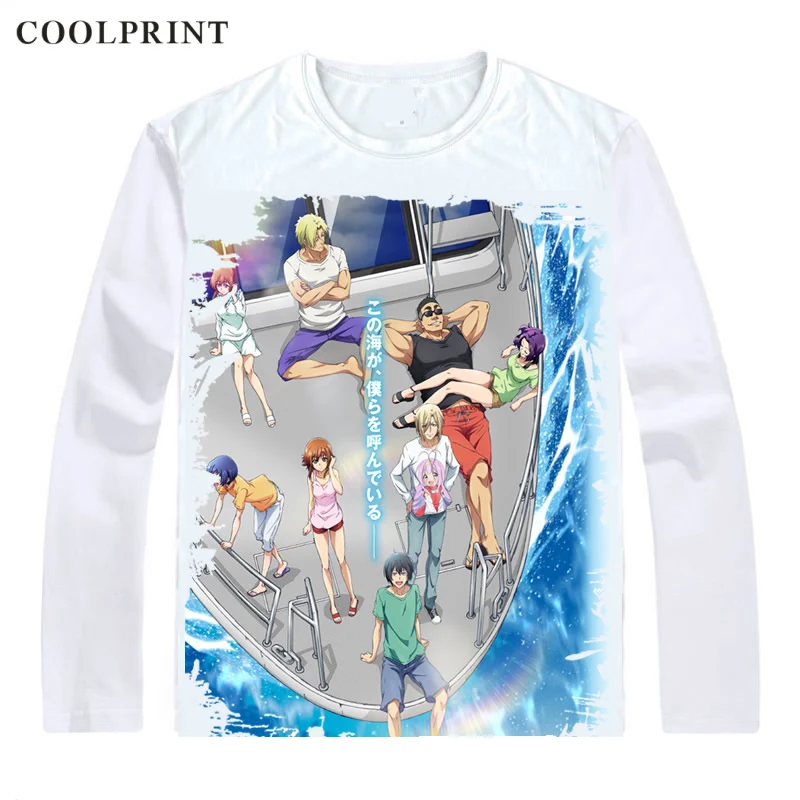 Синие футболки COOLPRINT Grand guranрусру рубашки с длинным рукавом из японского аниме
