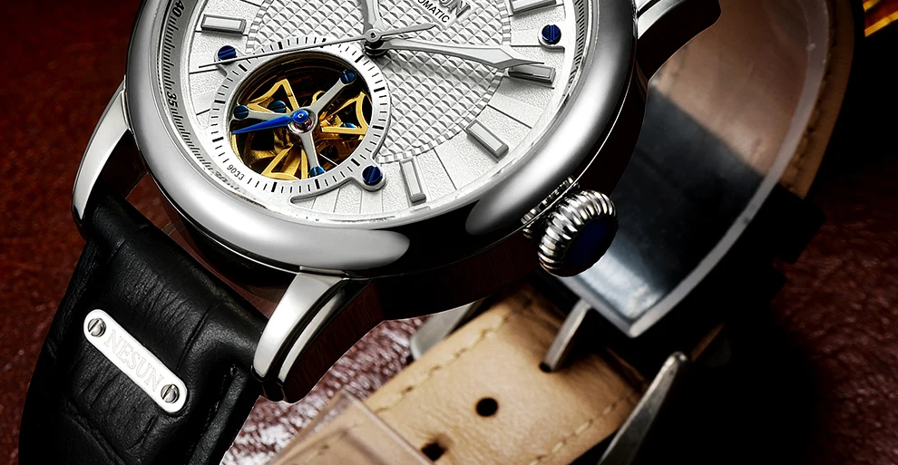 NESUN Роскошные Лидирующий бренд для мужчин Tourbillon полые автоматические механические наручные часы водонепроницаемый спортивные часы Relogio Masculino