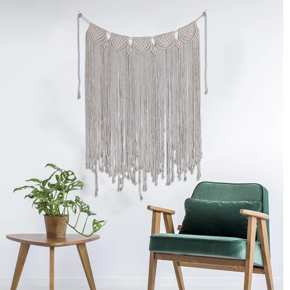Handmade Wall Hanging Cotton Woven Tapestry Boho Large Wedding Backdrop Decoration for Living Room 85x110cm | Дом и сад