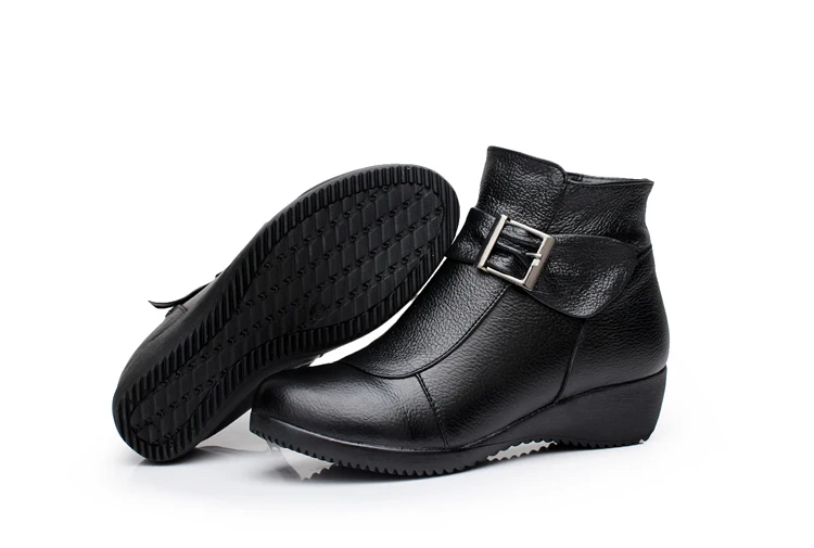 Бесплатная доставка модные удобные женские ботинки из натуральной кожи зимняя