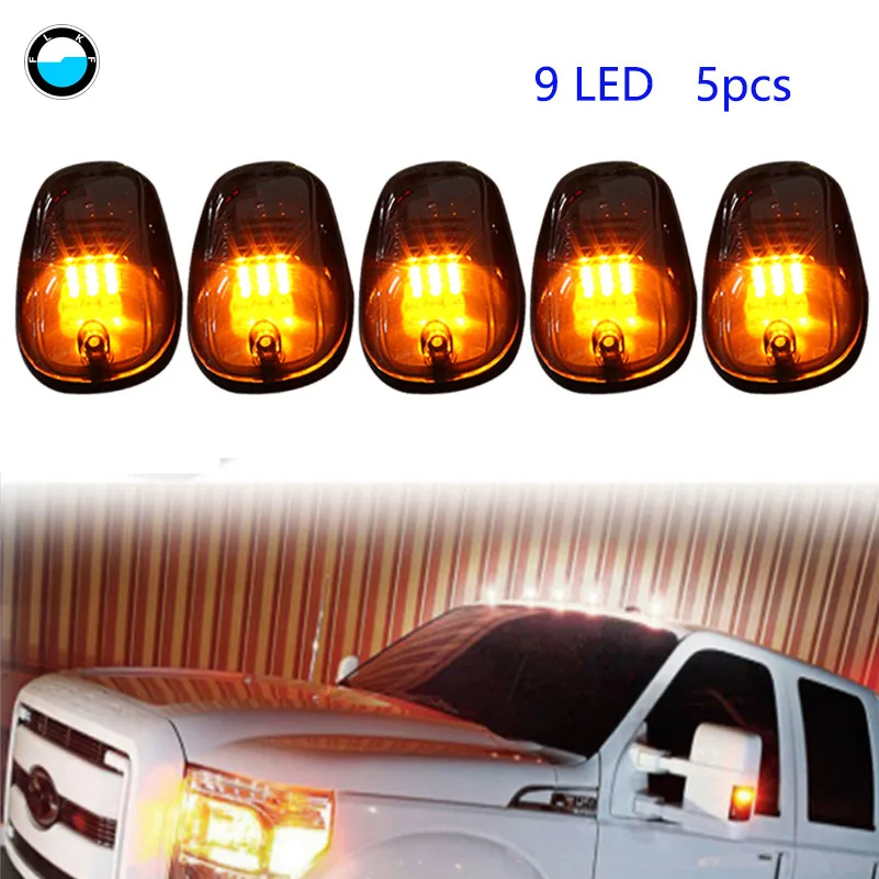 9 LED Amber Yellow 1 компл. 12 В 24 В Копченый светодиодный светильник на крышу автомобиля пикап лампа для 4x4 внедорожный внедорожник Chevy colorado пикап предупреждение - Испускаемый цвет: 9 LED Amber Yellow