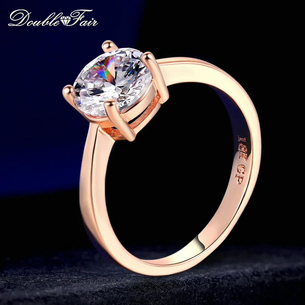 Женское кольцо с фианитом цвета розового/белого золота | Украшения и аксессуары