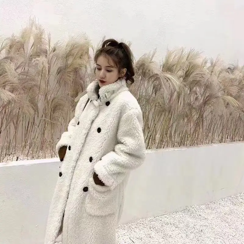 Новый для женщин плюшевый куртка зимняя abrigos mujer invierno белый длинное пальто |