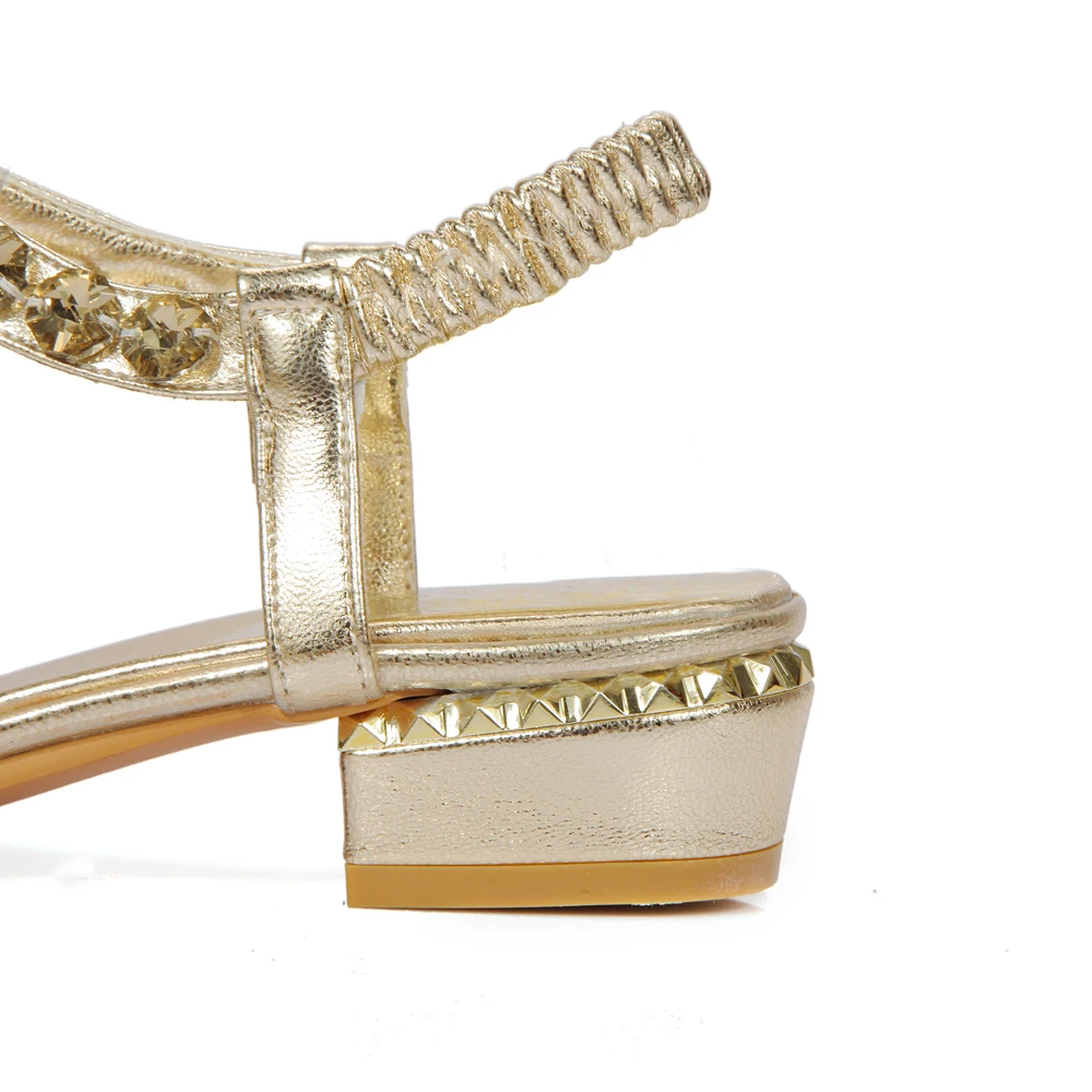 Женские босоножки класса люкс Стразы Женская Летняя обувь с прямым валиковым