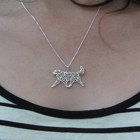 Женское Ожерелье в виде Бернской горной собаки с золотым и серебряным