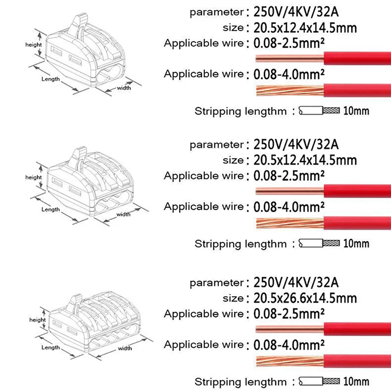 (10 шт./лот) Быстрый разъем Durab PCT 222 (412A 415A) 223 (313 315) (412D 413D) Мини Универсальный