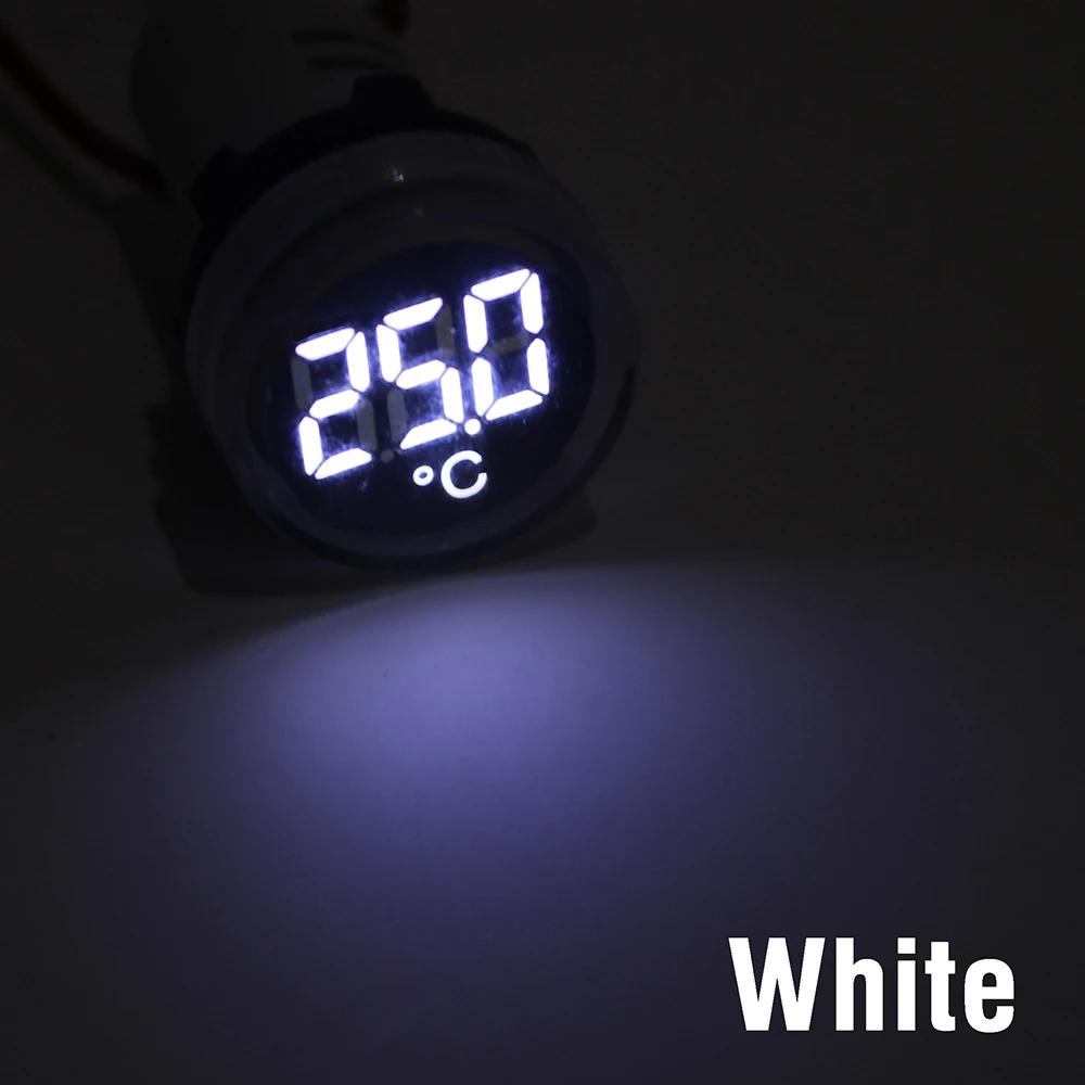 White Светодиодный мини-термометр 22 мм 20-119 градусов Цельсия 50-380 В переменного тока синий красный белый желтый зеленый пилотный светильник измеритель температуры - Цвет: White