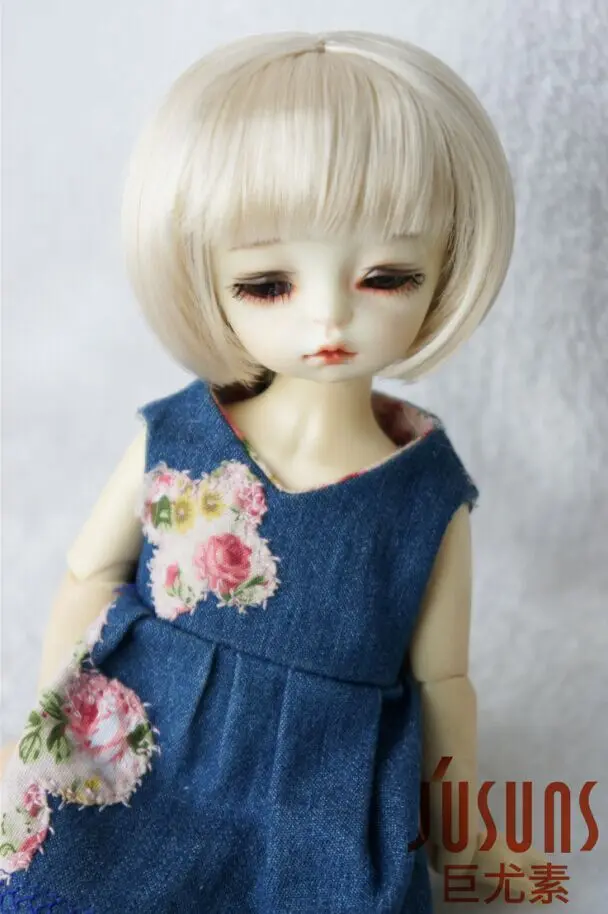 JD244 1/6 1/8 прекрасный BJD синтетический, мохеровый, для куклы парики короткий парик Bobo 5-6 дюймов 6-7 дюймов кукла аксессуары - Цвет: 6-7inch Blond SM202
