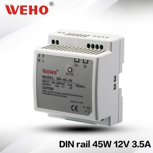 (DR-30/45/60-) WEHO Factory outlet din rail power supply (100-240VAC input) smps 30W 45W 60W output 5v 12v 24v 48v