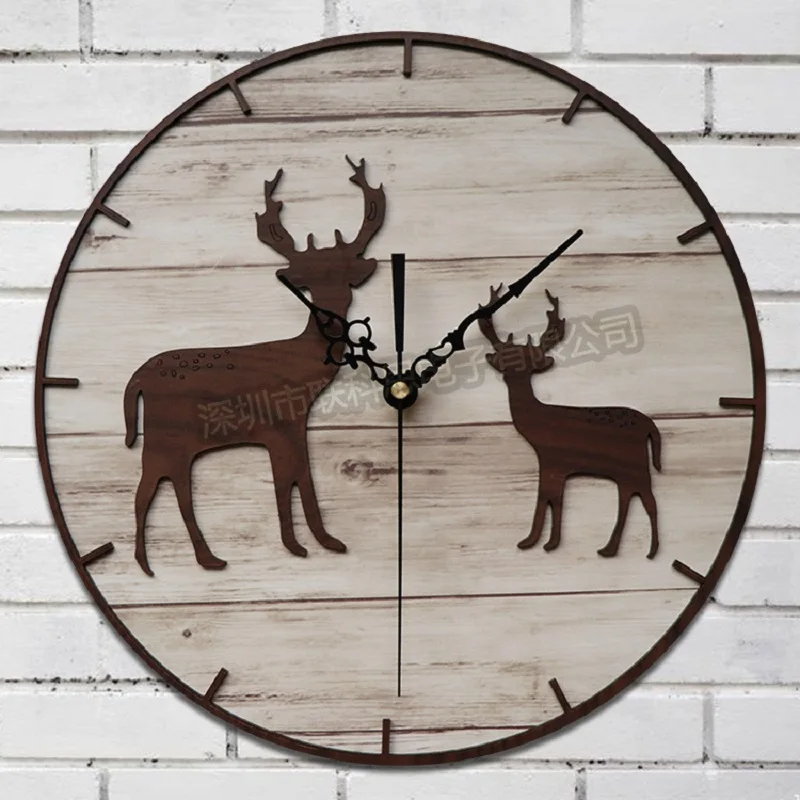 

30CM Meijswxj Wall Clock Saat Reloj Duvar saati Relogio de parede Quartz Deer Mute Clock Creative Living Room Bedroom wall watch