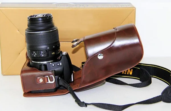 Бесплатная доставка Новый кожаный чехол для Nikon D3200 D3100 D3300 кожа Камера сумка 18- 105