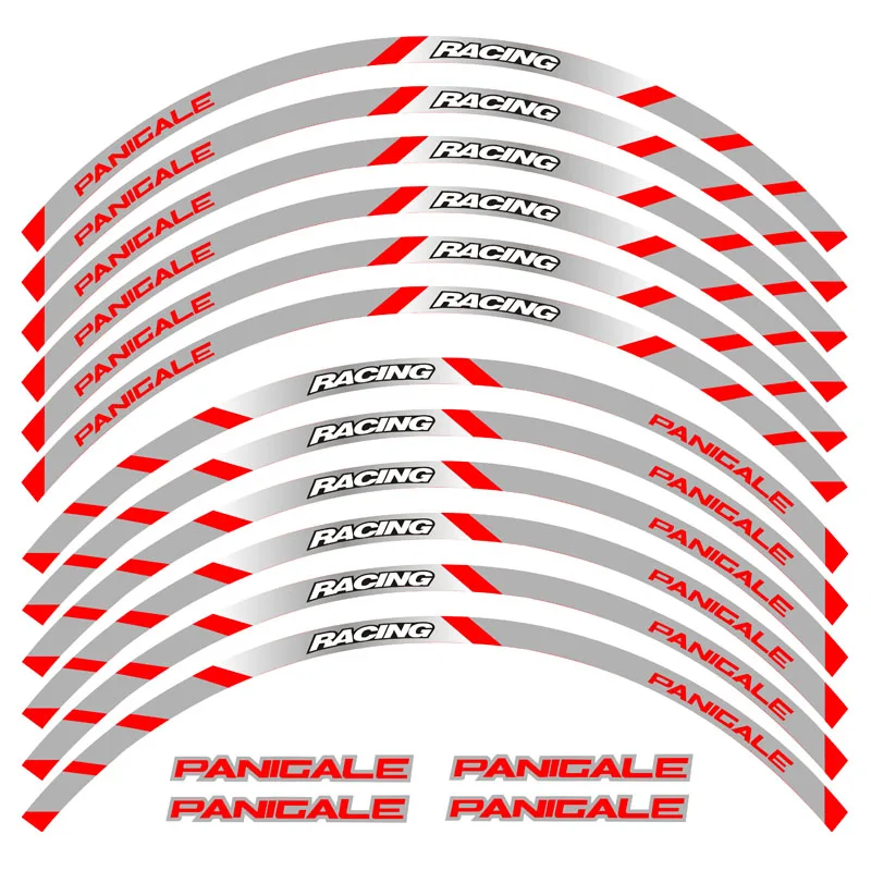 

High quality New 12 Pcs Fit Motorcycle Wheel Sticker stripe Reflective Decals Rim For ducati PANIGAL