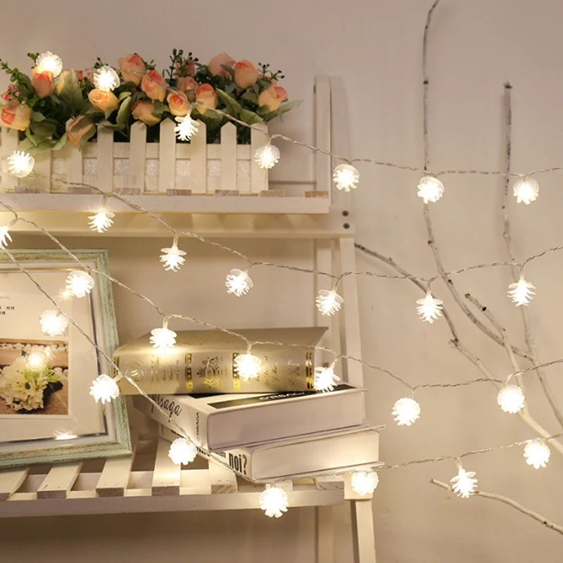 Светодиодная гирлянда из соснового конуса 3AA на батарейках 1 м 2 3 5 10