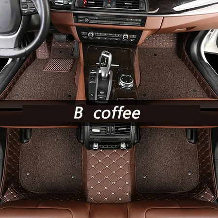 B style coffee Кожаные автомобильные коврики для Kia Rio Sorento Sportage Optima K5 Forte Carens Soul 3D авто-Стайлинг кожа - Название цвета: B style coffee
