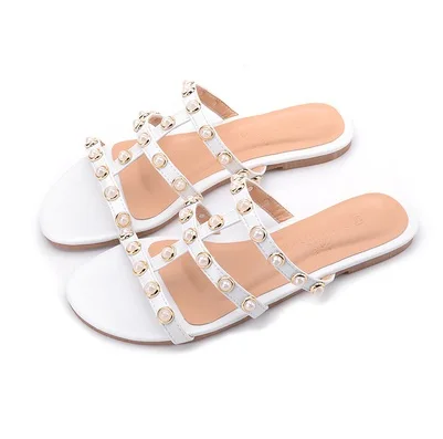 Женские шлепанцы zapatos Женские летние шлепанцы без задника на плоской подошве с открытым носком размера плюс 3 48, золотистого и черного цвета, из коровьей кожи, с вырезами
