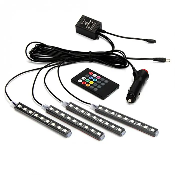 12V 4 шт. полосы света авто декоративная Гибкая автомобиля RGB светодиодный DRL 4 шт. полосы света авто декоративный гибкий светодиодный полоски Atmos