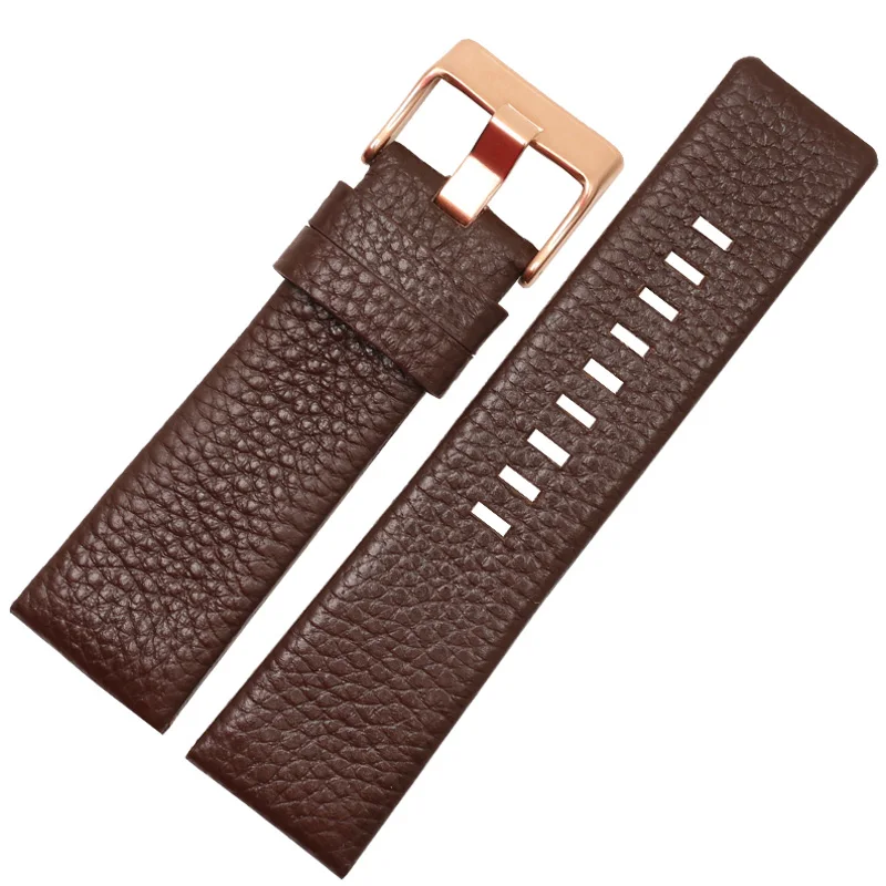 Brown rose buckle Кожаный ремешок для часов 22 24 26 27 28 30 мм часы браслет для дизельных часов черный ремешок из натуральной кожи - Цвет ремешка: Brown rose buckle