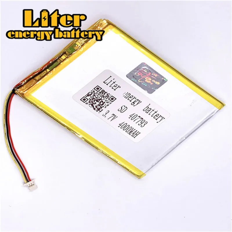 

plug 1.0-3P 3.7 V 407793 4000mah Tablet PC Battery lithium polymer li-ion rechargeable lipo battery