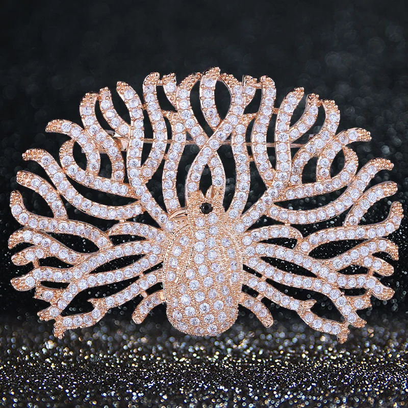 Роскошные ювелирные изделия FARLENA с микро-павлином из циркона булавки для женщин