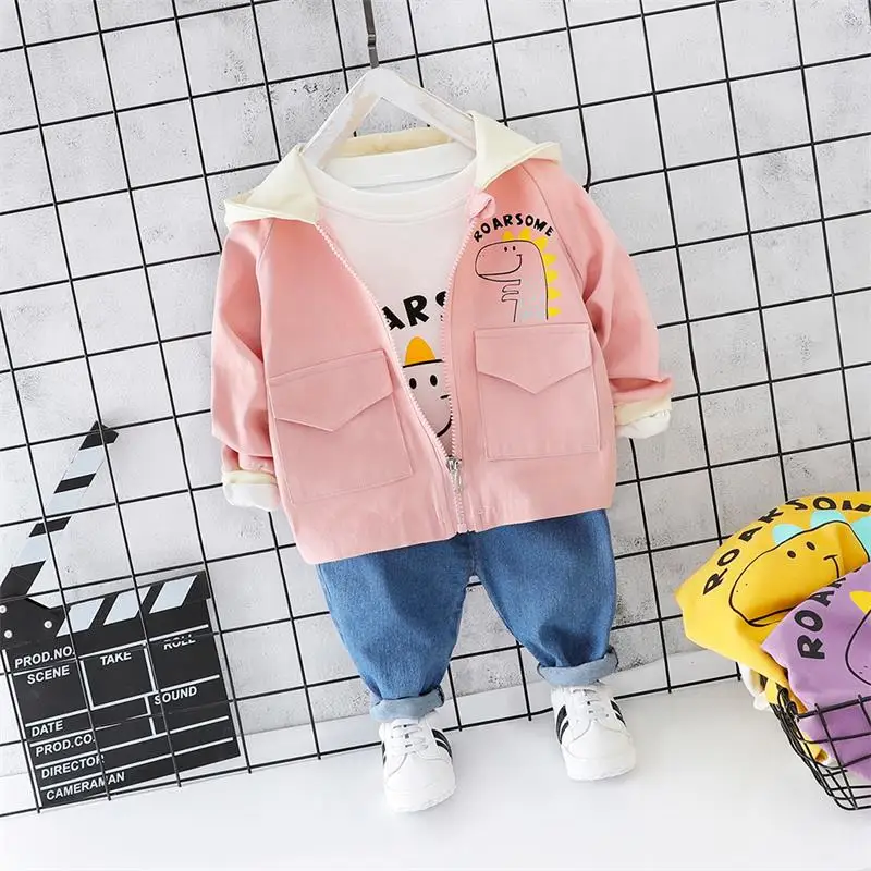 2019 Toddler Infant Clothing Sets Autumn Baby Girl Clothes Suits Hooded Cartoon Coats T Shirt Pants Child Costume | Детская одежда и